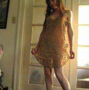Cinema Etoile gold lace chemise