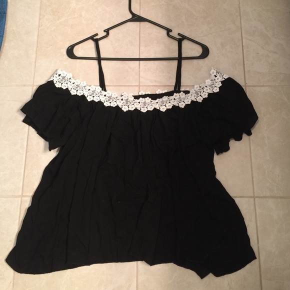 Black off the shoulder top with lace detail