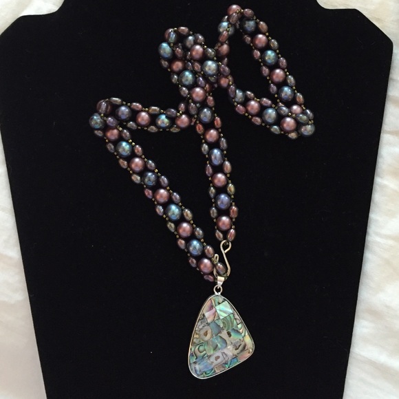 Real pearl necklace with abalone wrapped in 925. - Picture 3 of 4