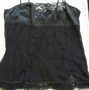 Size 4X sexy black satin& sheer lace trim babydoll