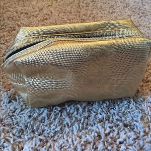 NWOT Mini Gold "Snake Skin" Textured Makeup Bag