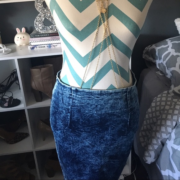 Acid wash jean skirt