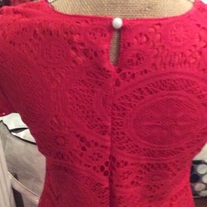 Red lace tunic dress
