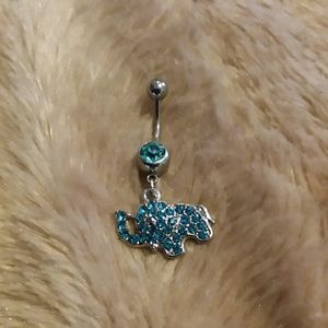 Blue rhinestone elephant belly ring