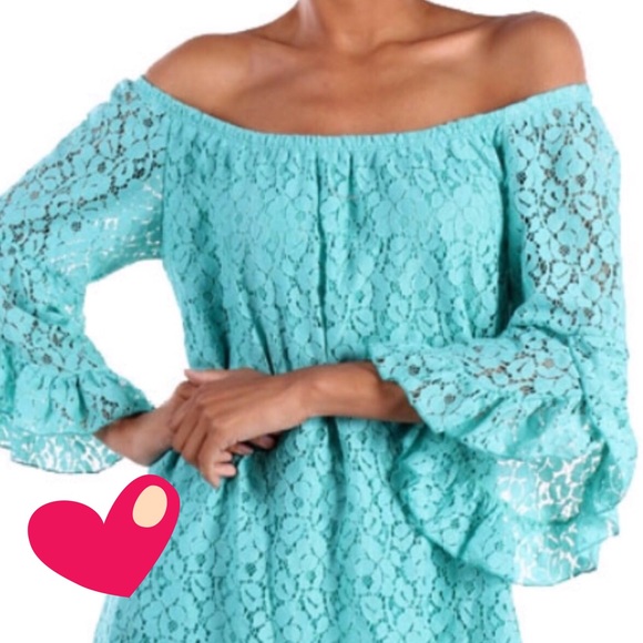 💥HP 8/14, 12/19💥BEAUTIFUL MINT LACE TUNIC - Picture 2 of 2