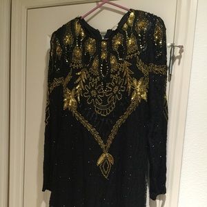 Sequin black gold dress