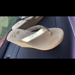 Colin Stuart Gold Wedge Sandal