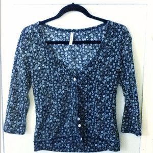 Dark blue floral blouse
