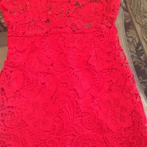 Red shirt lace dress