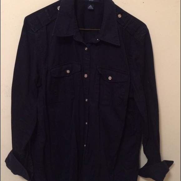 Navy Long Sleeved Button Down