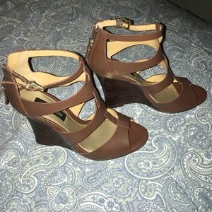 Brown wedge shoes