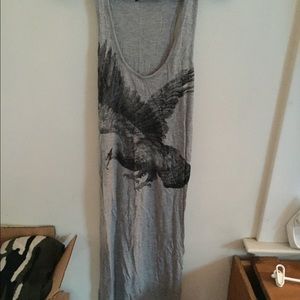 Grey Midi Dress with Eagle print
