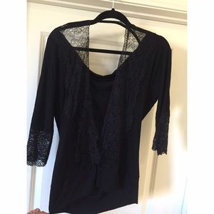 BKE open back lace drape blouse