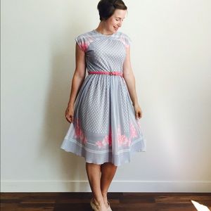 Vintage 1960s Floral Belted Dress
