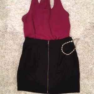 F21 | Black zip up mini skirt