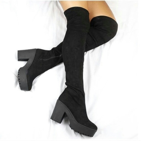 🆕Black Suede Over the Knee Boots