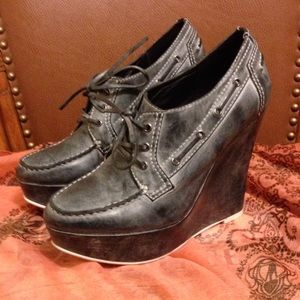 Joe's Vintage Leather Platform Oxford Wedges