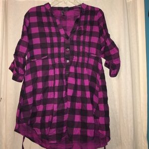 Violet Plaid Half Sleeve Top