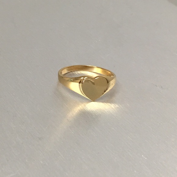 Silver gold plated blank heart initial ring