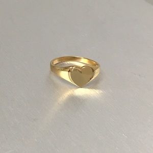 Silver gold plated blank heart initial ring