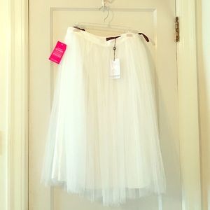 White Tulle Midi Skirt
