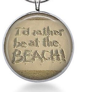 I'd rather be at the beach silverplated necklace