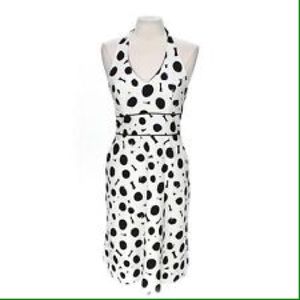 Black White Dot Halter Dress NWT