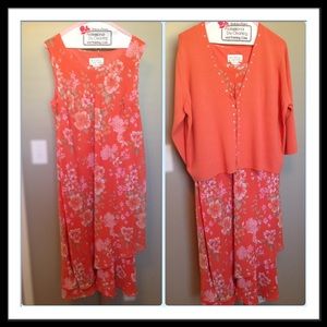 Coral Dress with Sweater Cover Sz 18WP
