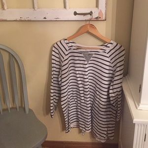 White Stag 2X white and navy blue striped top