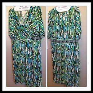 Donna Morgan Dress Sz 18W Black Green Aqua