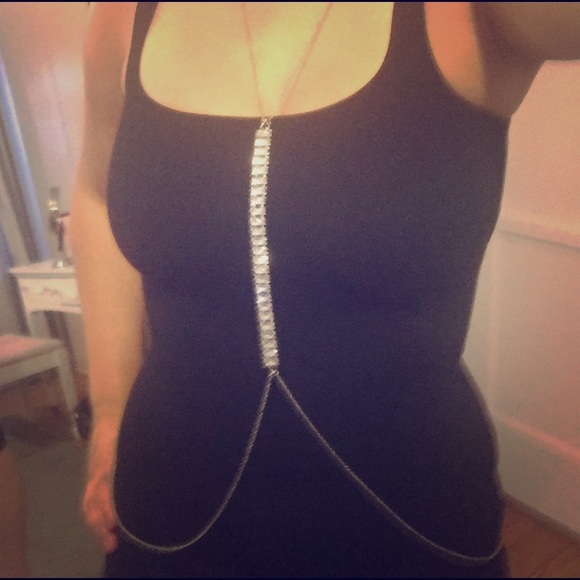 Baguette rhinestone body chain