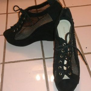 Black Lace Up Wedges