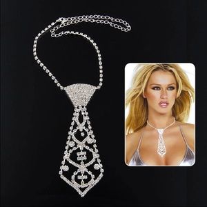 Rhinestone  necktie necklace