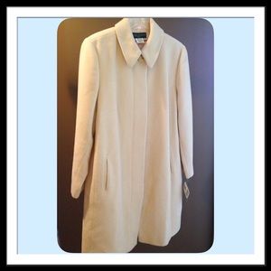 NWT Cream Wool Coat w/ Pink Lining Sz 16W
