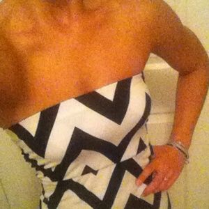 Chevron Black and White Maxi Dress