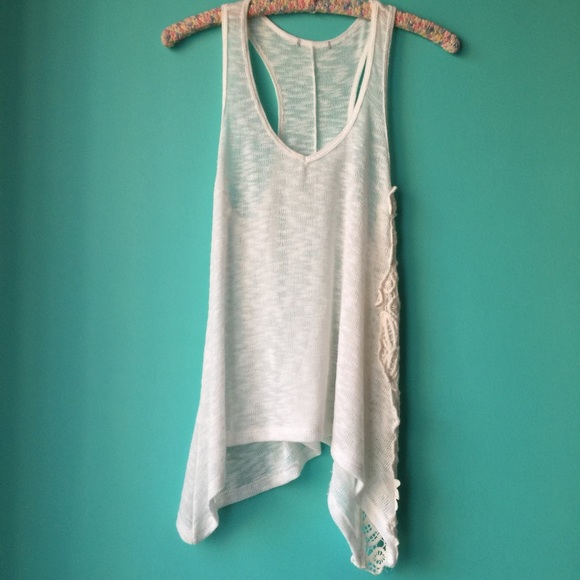 Crochet racer back tank top w/ crochet lace inset - Picture 1 of 2