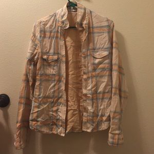 Peach plaid flannel shirt