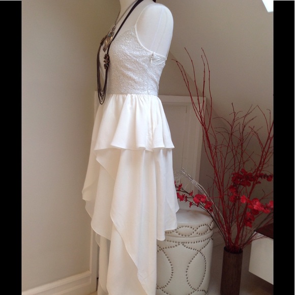 🎉HP🎉✨Keepsake White Sequin Asymmetrical Dress✨ - Picture 3 of 7