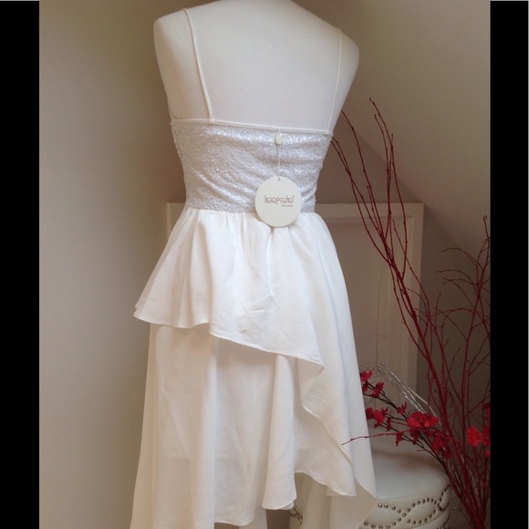 🎉HP🎉✨Keepsake White Sequin Asymmetrical Dress✨ - Picture 4 of 7