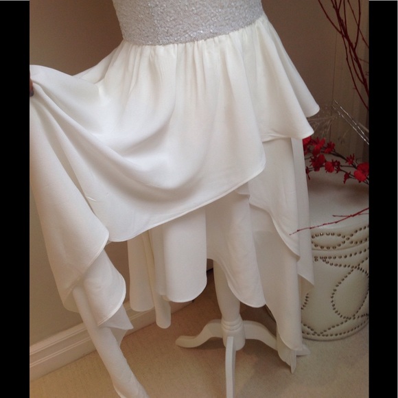 🎉HP🎉✨Keepsake White Sequin Asymmetrical Dress✨ - Picture 6 of 7