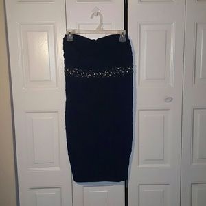 Navy strapless dress