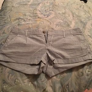 Navy and white striped shorts