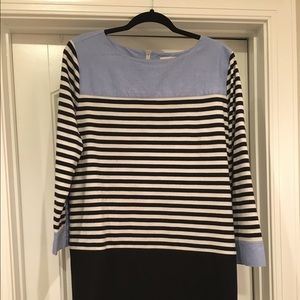 Ann Taylor LOFT Striped Chambray Dress - LARGE