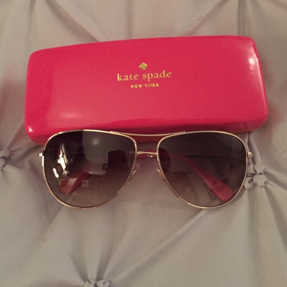 Adorable NWOT Kate Spade gold aviators w/pink bows