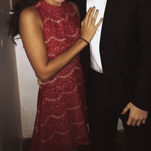 love, fire red lace dress