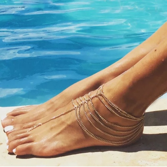 NEW Gold Boho Gypsy Inspired Sexy Anklet Toe Ring - Picture 3 of 4