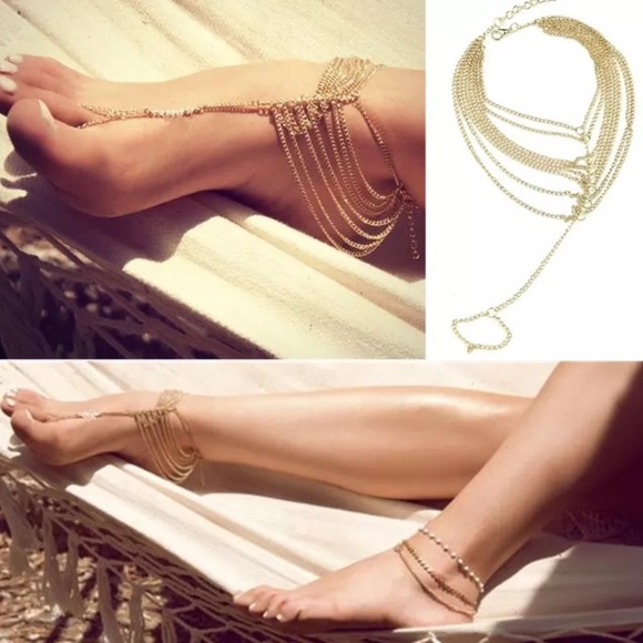 NEW Gold Boho Gypsy Inspired Sexy Anklet Toe Ring - Picture 4 of 4