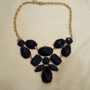 Dark blue & gold statement necklace