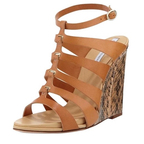 Diane Von Furstenberg Snake Print Wedge Sandals