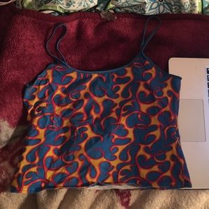blue camisole tank top with flames